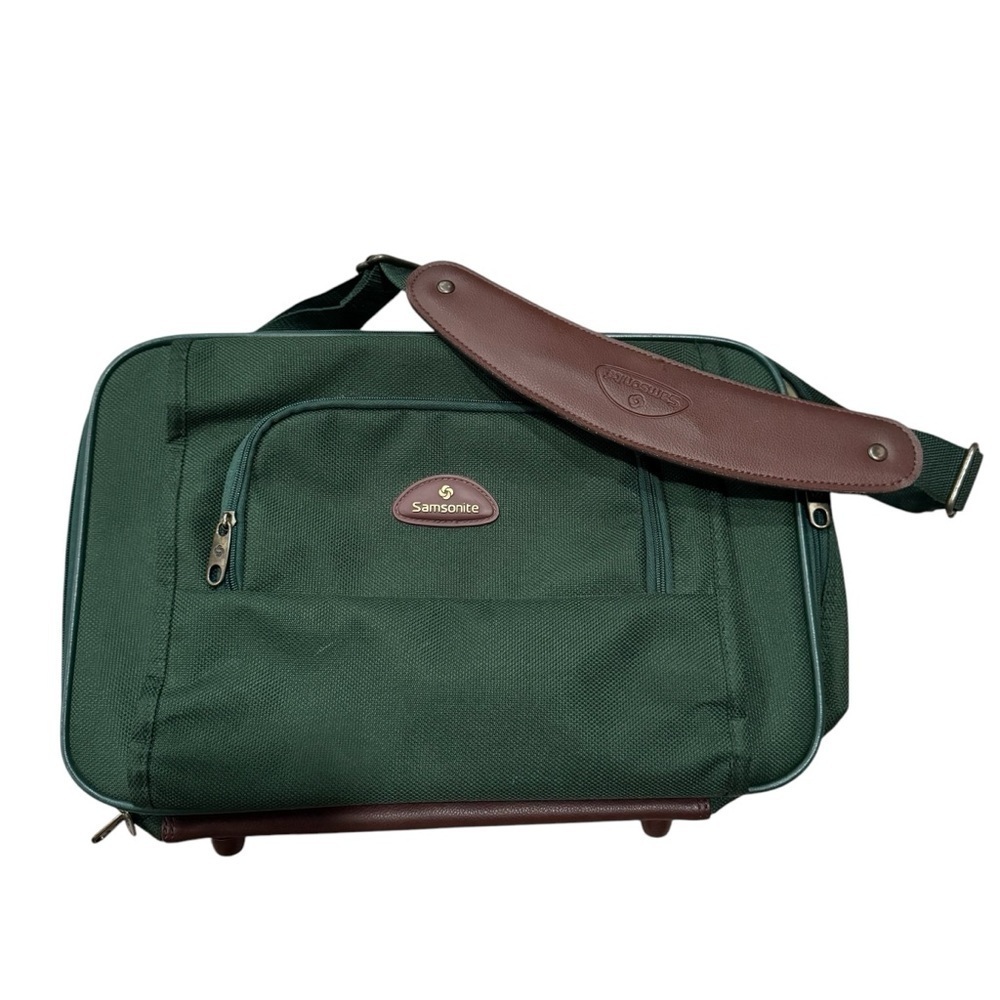 Vintage Samsonite Corporate Silhouette Shoulder Green Zipper Luggage